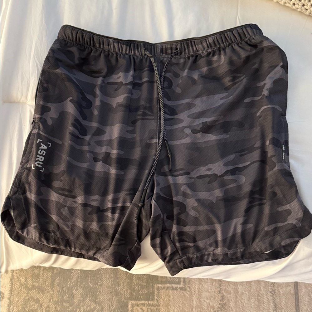 ASRV Dark Gray Camo Athletic Shorts Medium 7” inseam